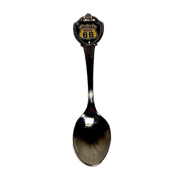 Arizona Route 66 Souvenir Spoon Silver Tone Enamel Shield Travel Collector 3.5" - Picture 1 of 8